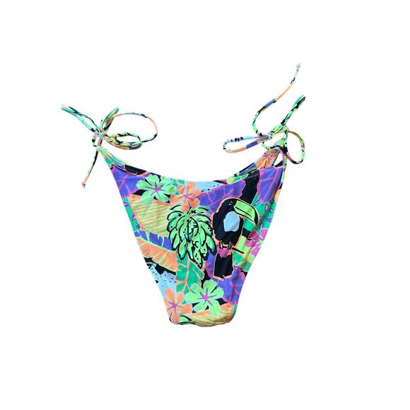 NEW Its Now Cool The 90s Tie Up String Bikini Bottom Pant Neon Biarritz Size 10 - Picture 7 of 10
